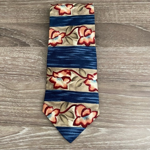 VAN GOGH Collection Mens Floral Neck Tie‎ 58” Long Blue Tan And Red